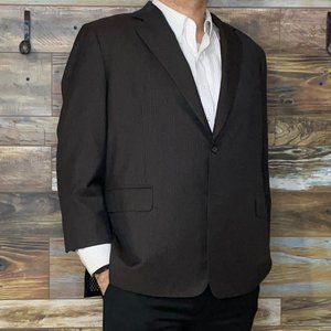 Vitale Barberis Paul Changs Wool Brown Striped Dual Vent Blazer Sport Jacket 52R